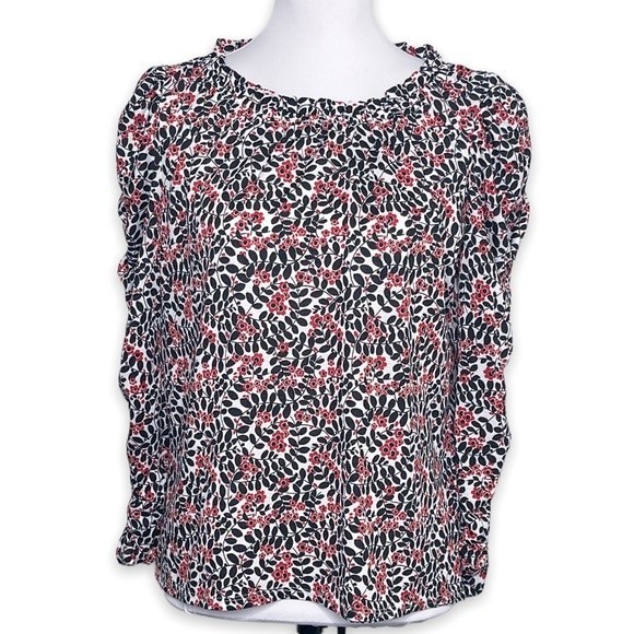 Max Studio Tops - Max Studio 3/4 Sleeve Black White Red Floral Blouse XS NEW NWT